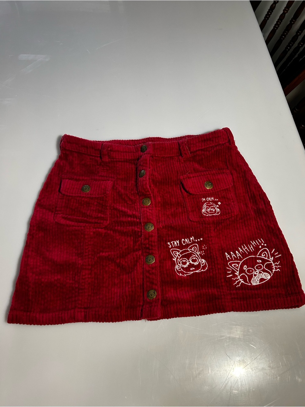 Disney Pixar Turning Red Corduroy Mini Skirt Red Panda Medium
